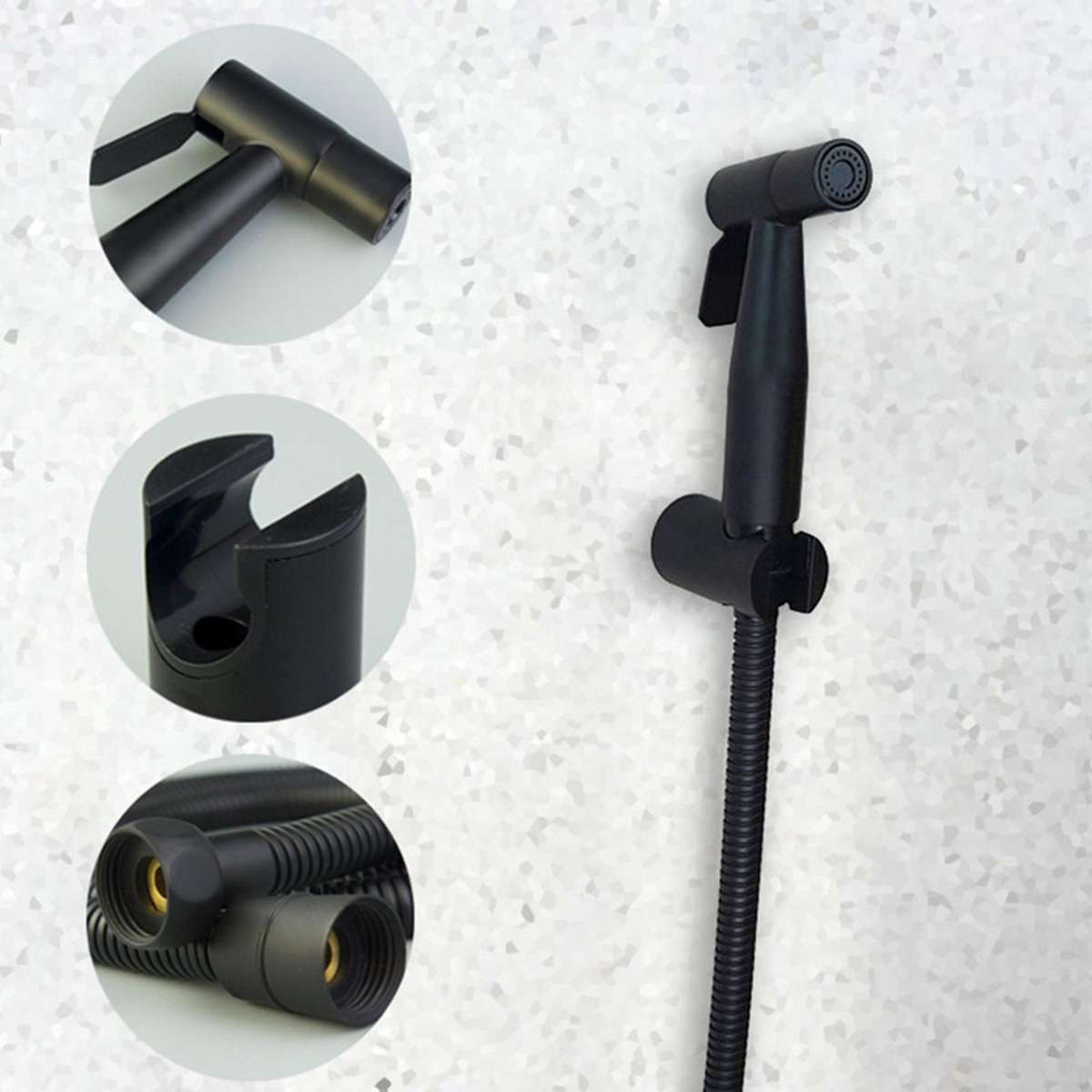 Black Handheld Toilet Sprayer Stainless Steel Bidet Sprayer Set