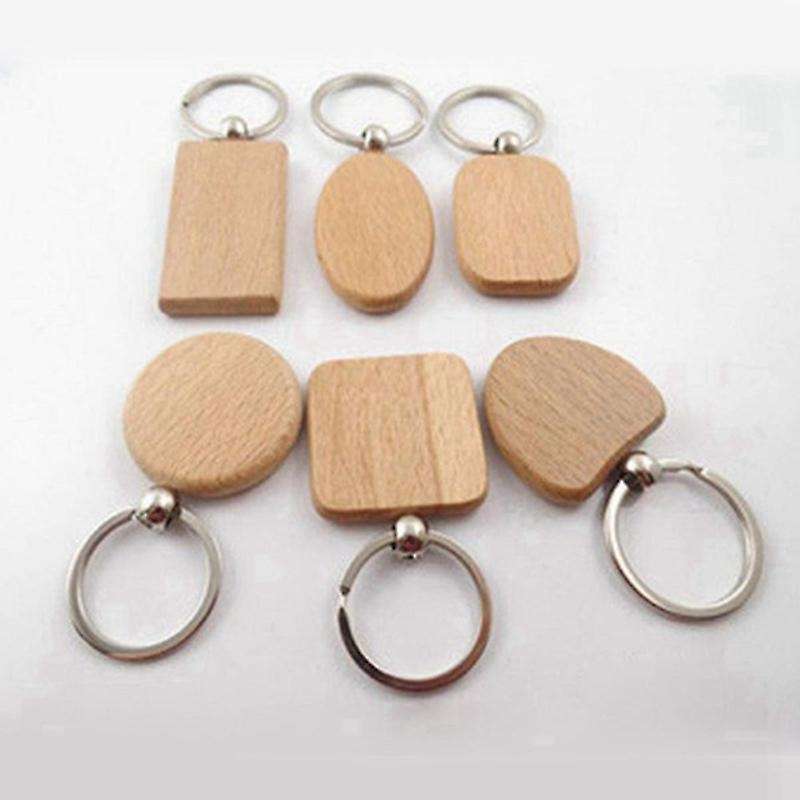 80pcs Blank Wooden Wooden Keychain Diy Wooden Keychain Gift (mixed)