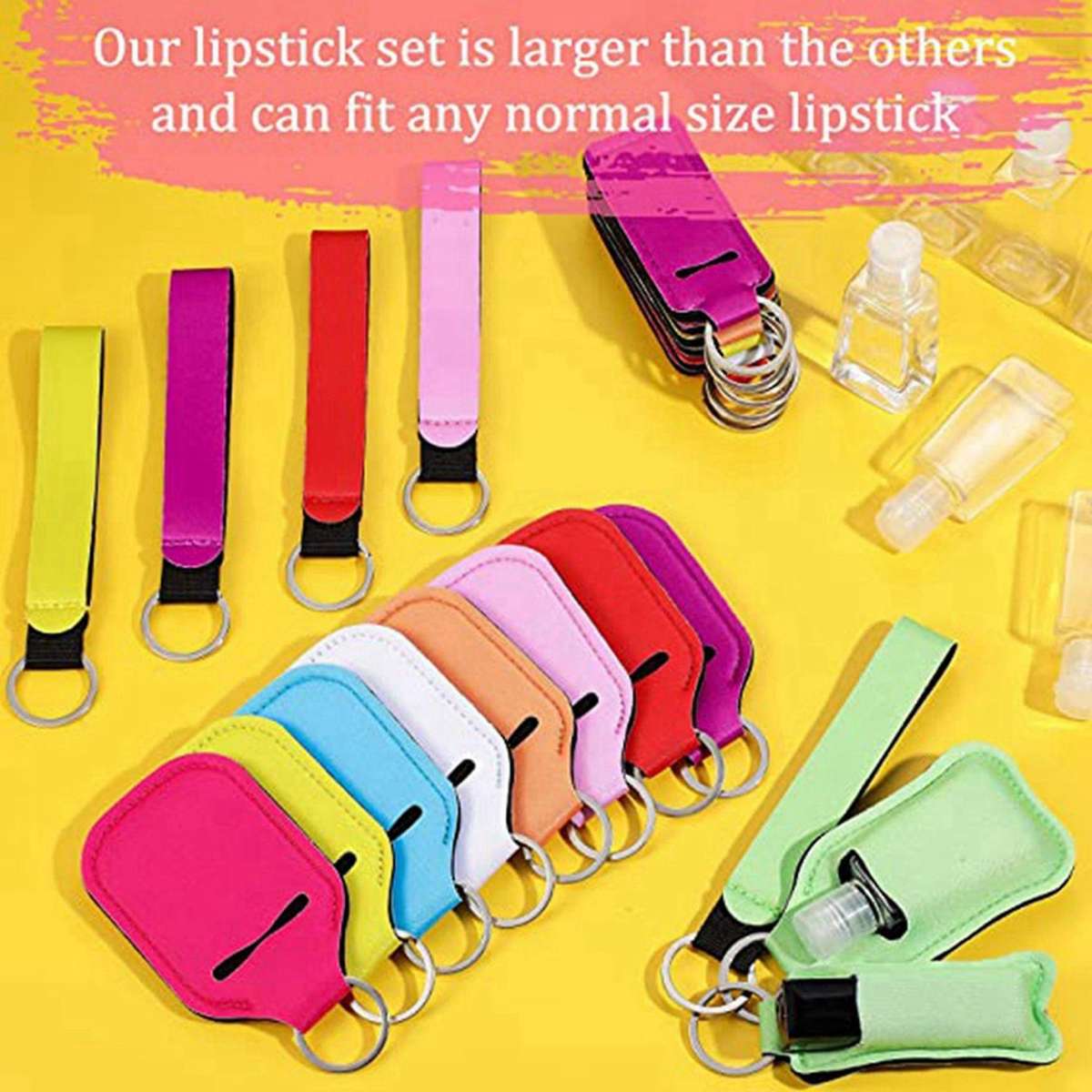 80 Pieces Travel Bottle Keychain Holder Chapstick Holder Set