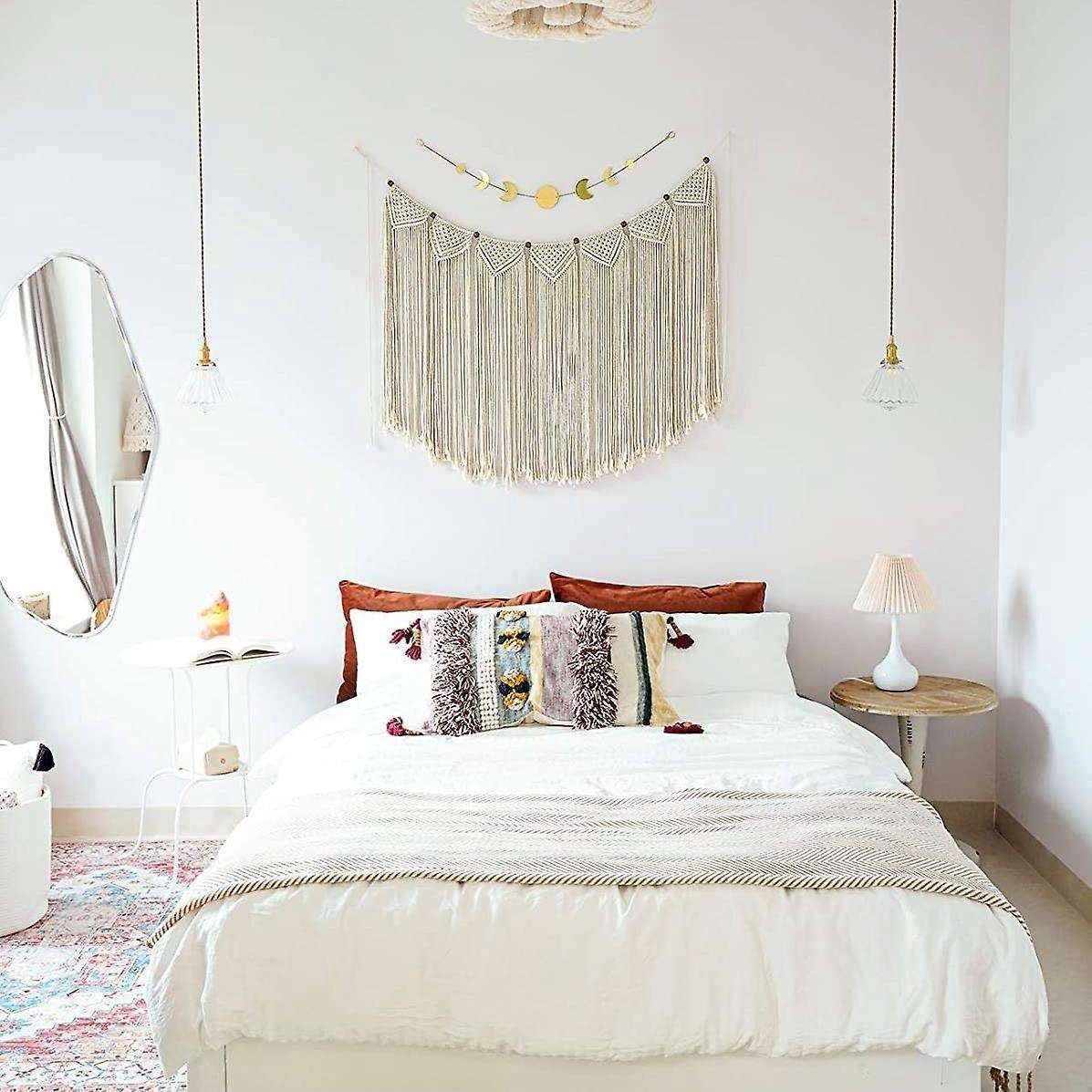 Macrame Handmade Woven Cotton Tapestry, Bohemian Wall Decor