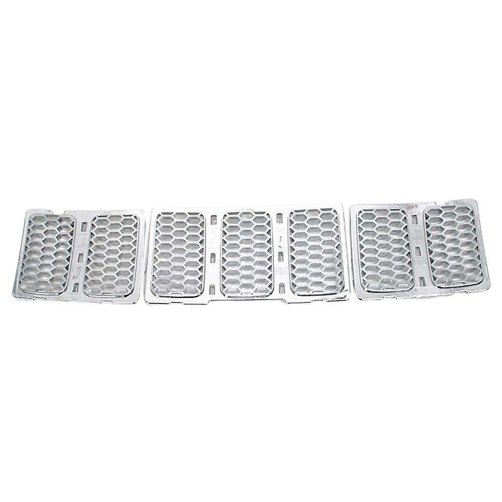 Car Middle Mesh Grille Front Grille Inserts Trim Mesh Kit Silver