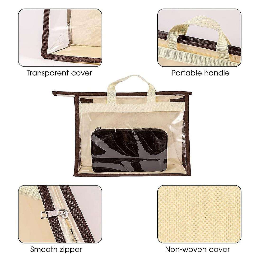 8 Pack Handbag Dust Bags Clear for Closet, Zipper Bag for Handbags A