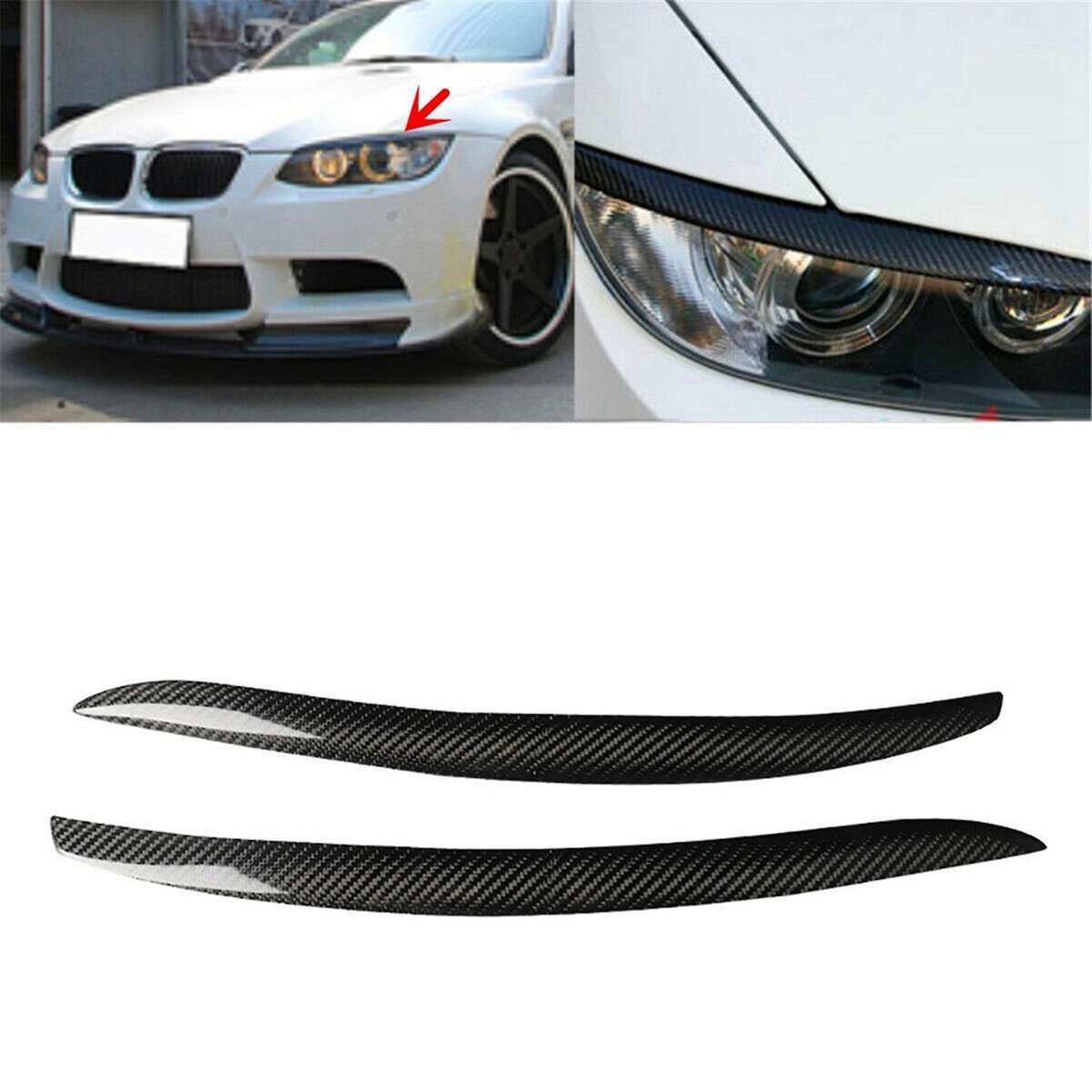 1 Pair Car Stickers Headlight Lid Eyebrow Eyelids For-bmw E92 E93