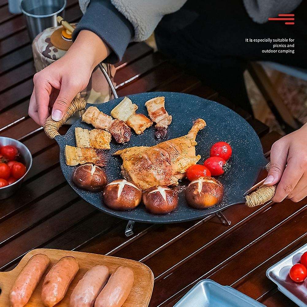 35cm Frying Pan Flat Pancake Griddle Uncoated Non-stick Bbq Grill