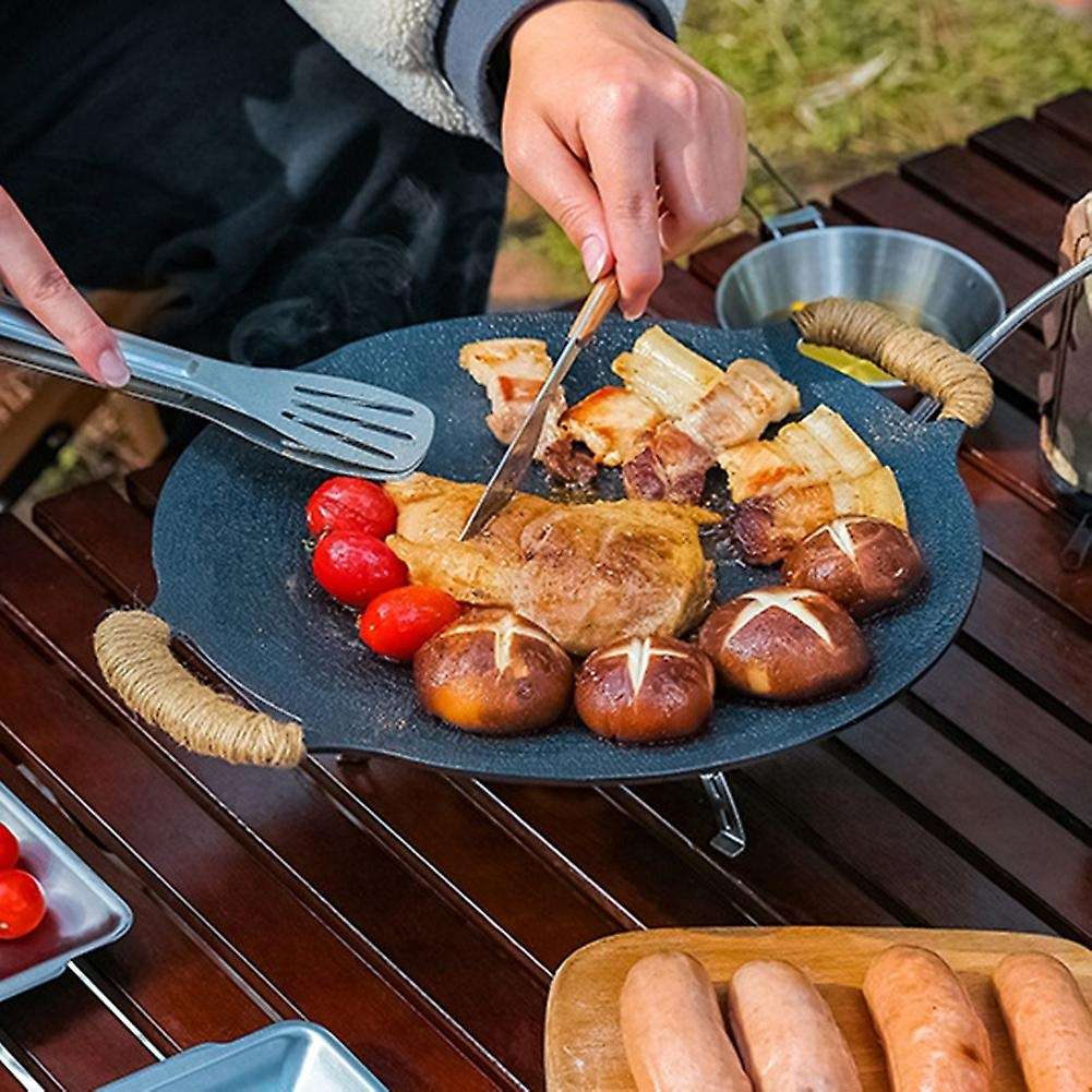 35cm Frying Pan Flat Pancake Griddle Uncoated Non-stick Bbq Grill