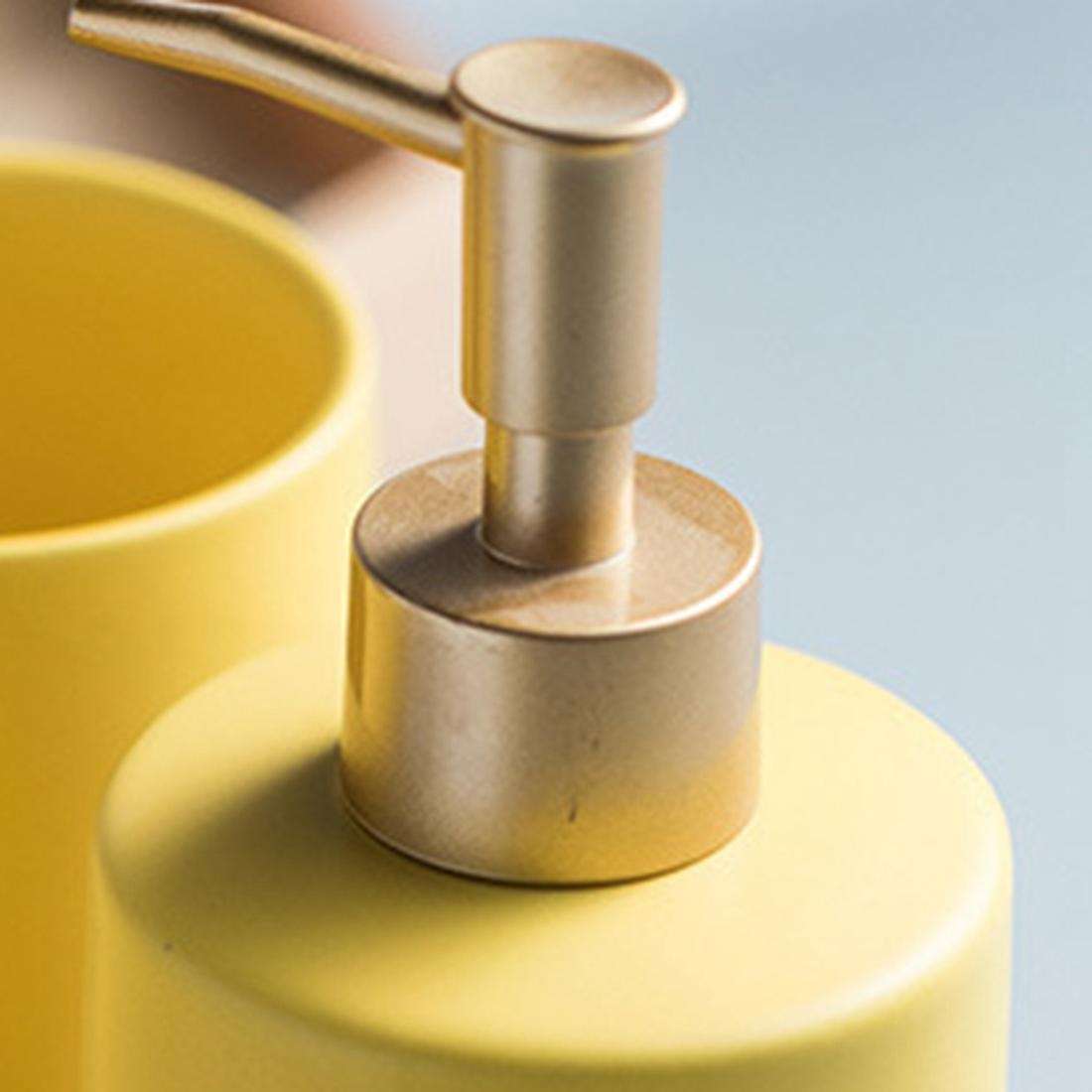 Simple Ceramic Bathroom Four-piece Wash Set Mouthwash Cup Set Yellow