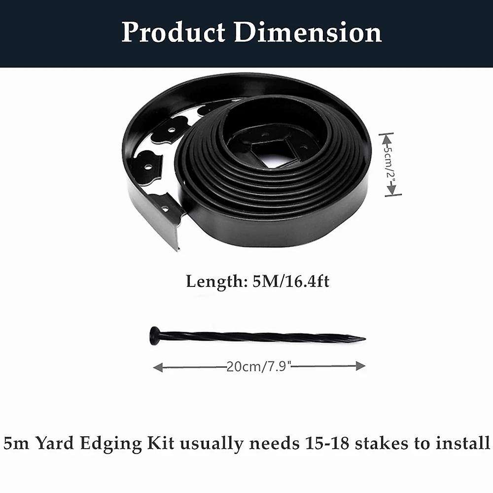 5m/16.4ft Lawn Grass Plastic Edging Border Greening Belt Stakes