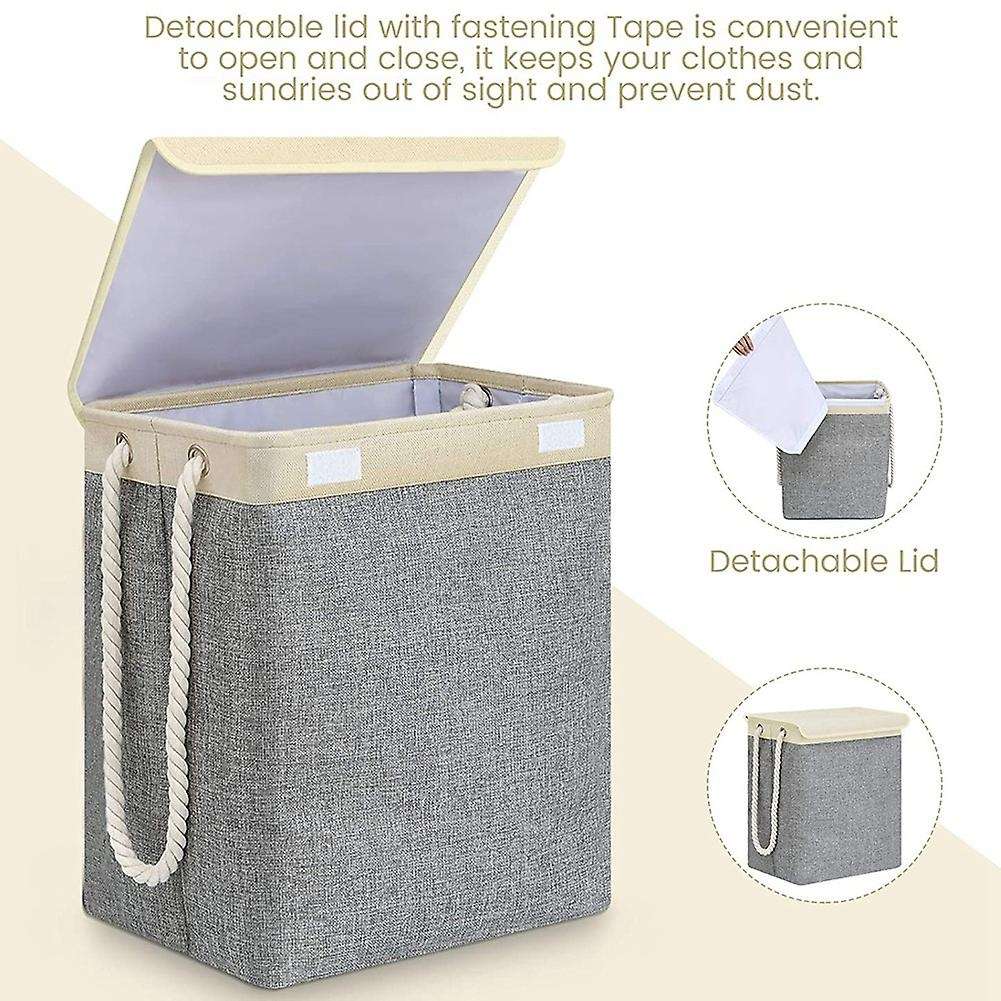 Large Laundry Basket with Lid, Collapsible Linen Laundry Hamper -c