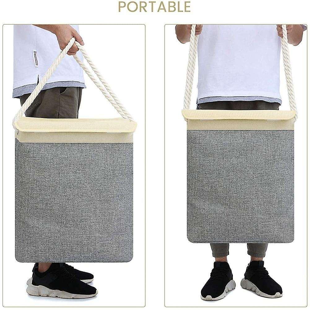 Large Laundry Basket with Lid, Collapsible Linen Laundry Hamper -c