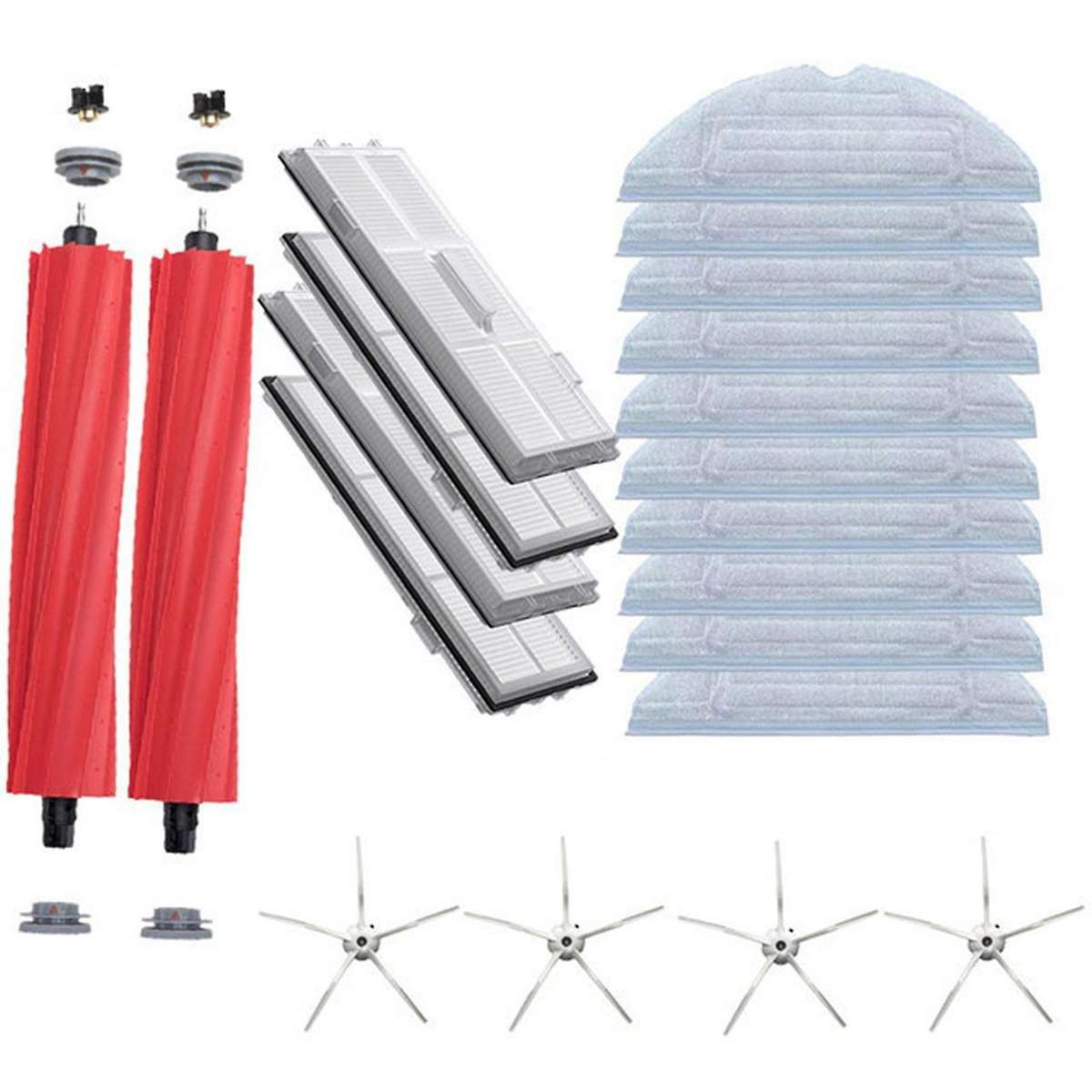 Main Brush Rag Filter Side Brush for Xiaomi T7s T7plus Cleaner White