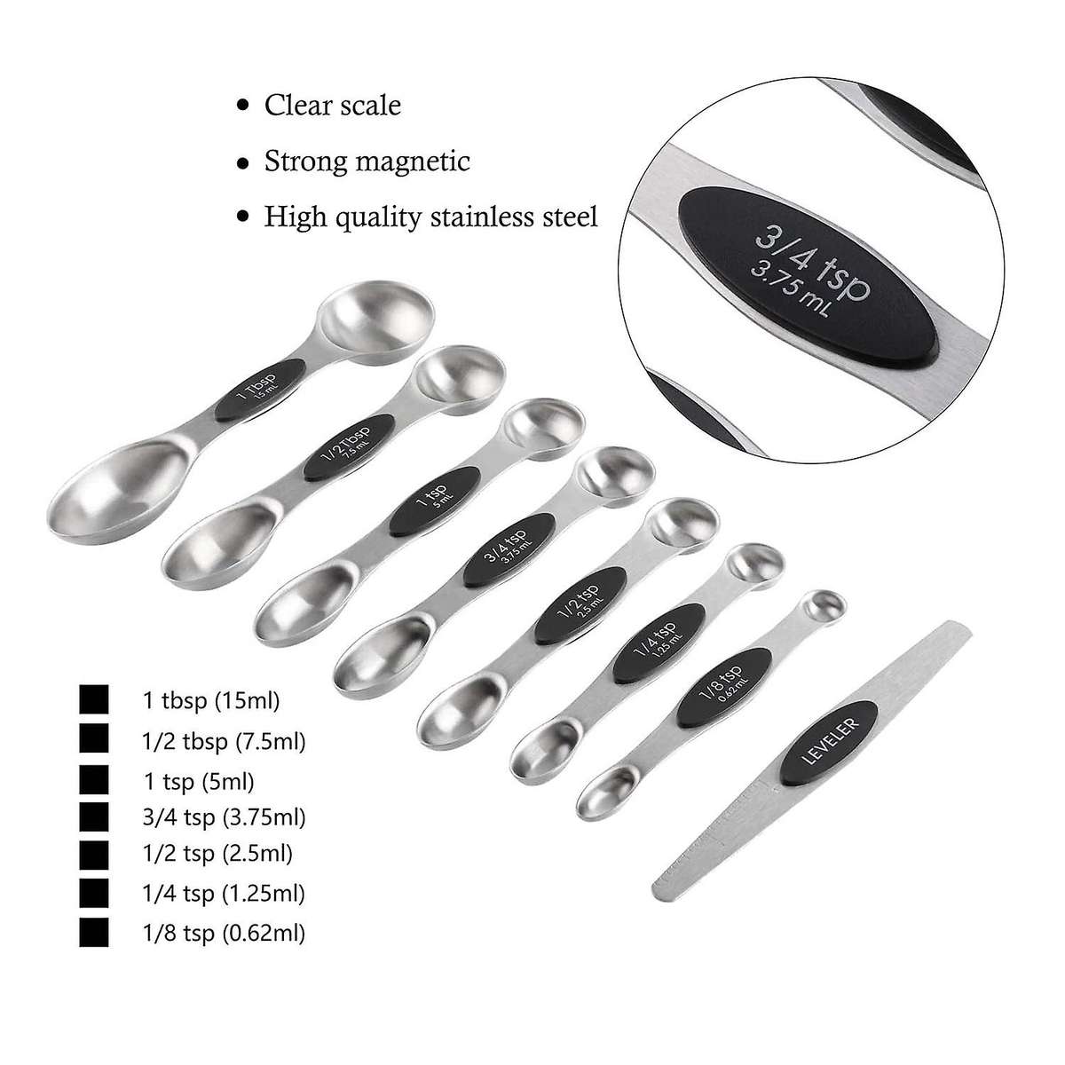 7 Measuring Cup 7 Measuring Spoons with 1 Leveler for Dry and Liquid