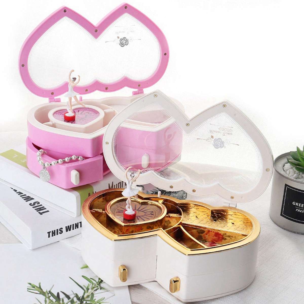 Ballerina Musical Jewelry Box Storage Case for Children Gifts White
