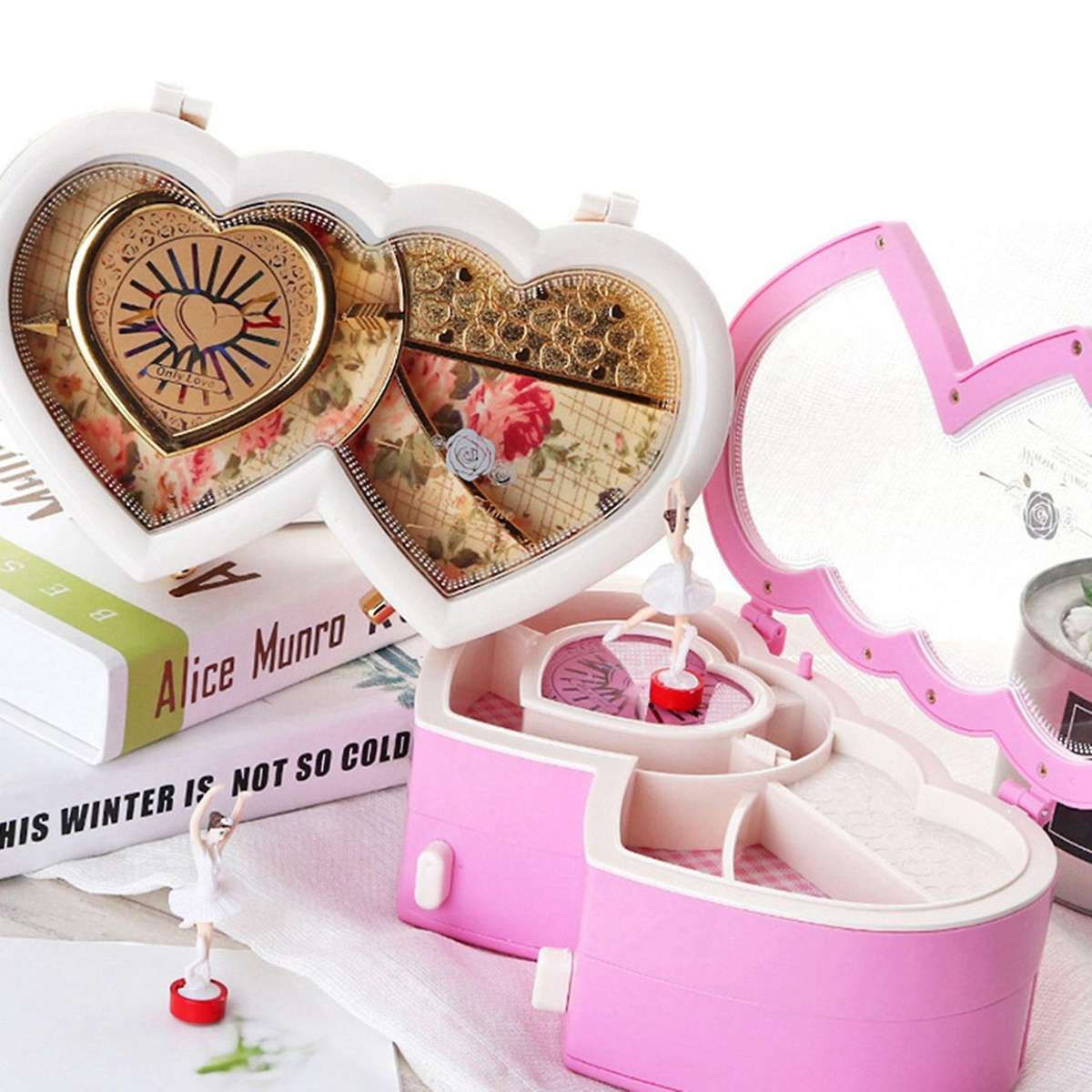 Ballerina Musical Jewelry Box Storage Case for Children Gifts White