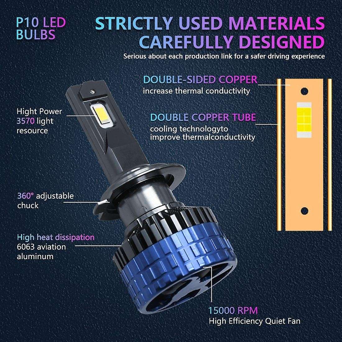 Car Led Light Bulbs Headlight 400w 60000lm Fog Lights (h7)