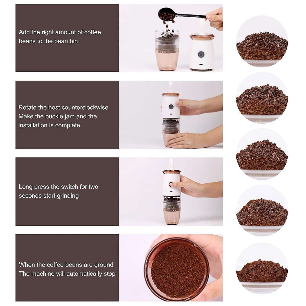 Portable Burr Coffee Grinder, 2 In 1 Manual Electric Coffee ,grey