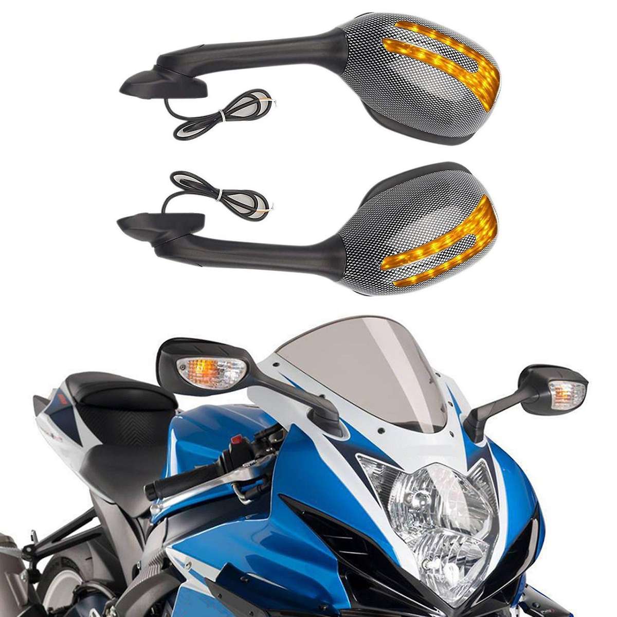 Led Turn Signal Light Side Wing Mirrors for Suzuki Gsxr 600 750 1000