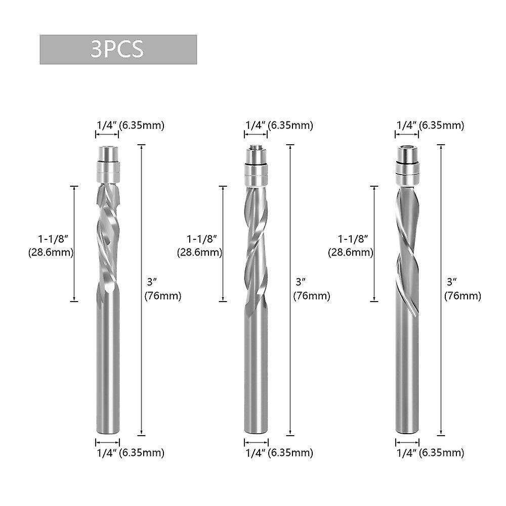 3pcs 1/4 Inch Shank Wood Milling Cutters Woodworking Tools for Cutter