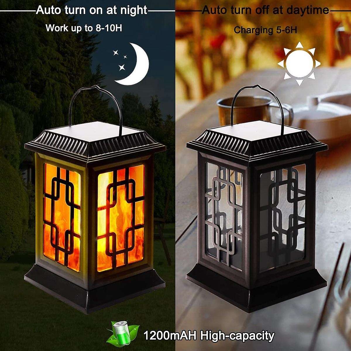 Solar Lantern,flickering Flame Hanging Waterproof for Porch Garden