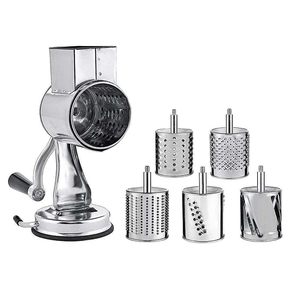 Stainless Steel Cheese Grater, Rotary Chopper, Shredder 5 Blades
