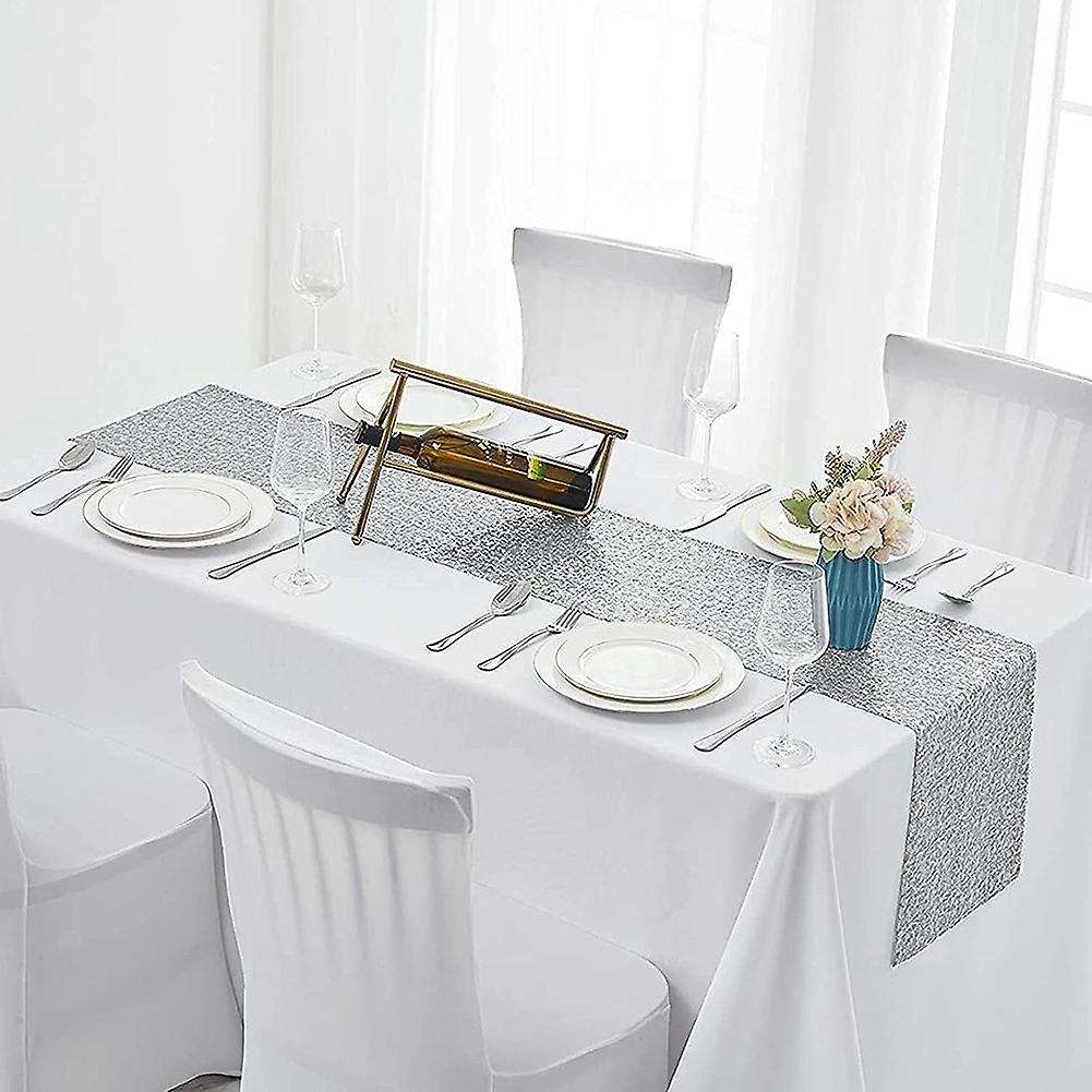 10pcs Silver Table Runner 12inch X 71inch for Wedding Birthday Decor