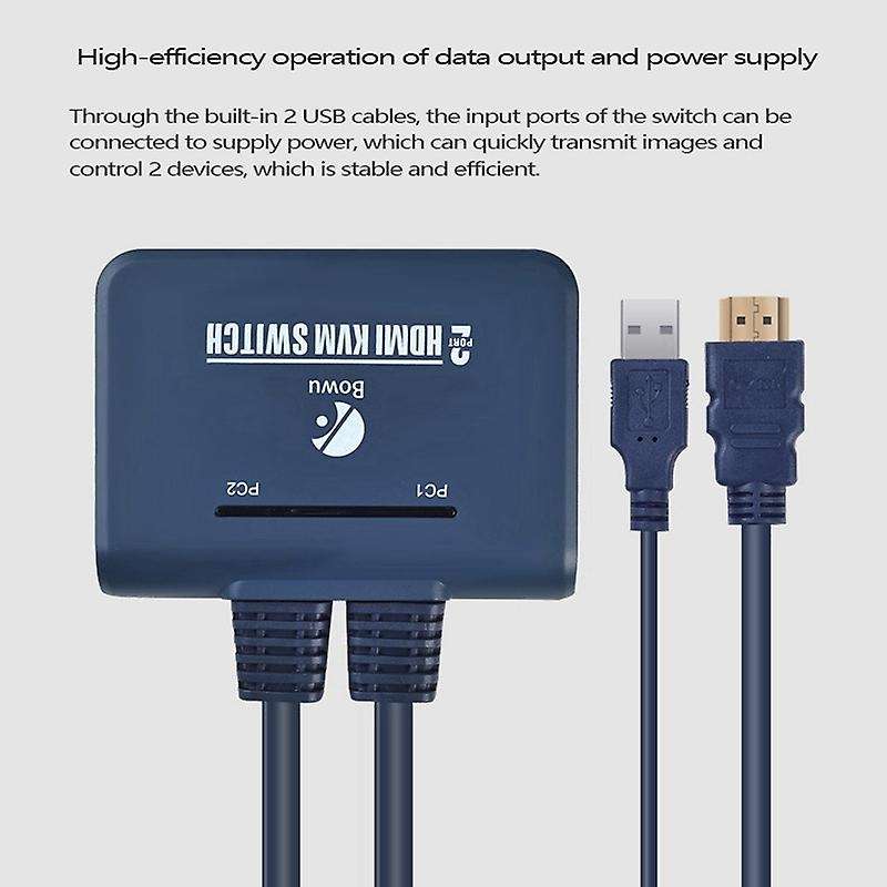 2 Port Usb Hdmi-compatible Kvm Switch for Dual Monitor Switch
