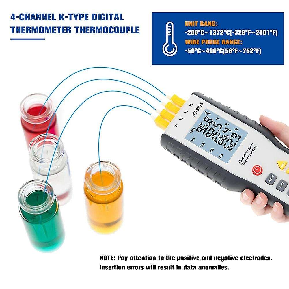 Digital Thermocouple Thermometer Ht-9815 4 Channel Type K with Screen