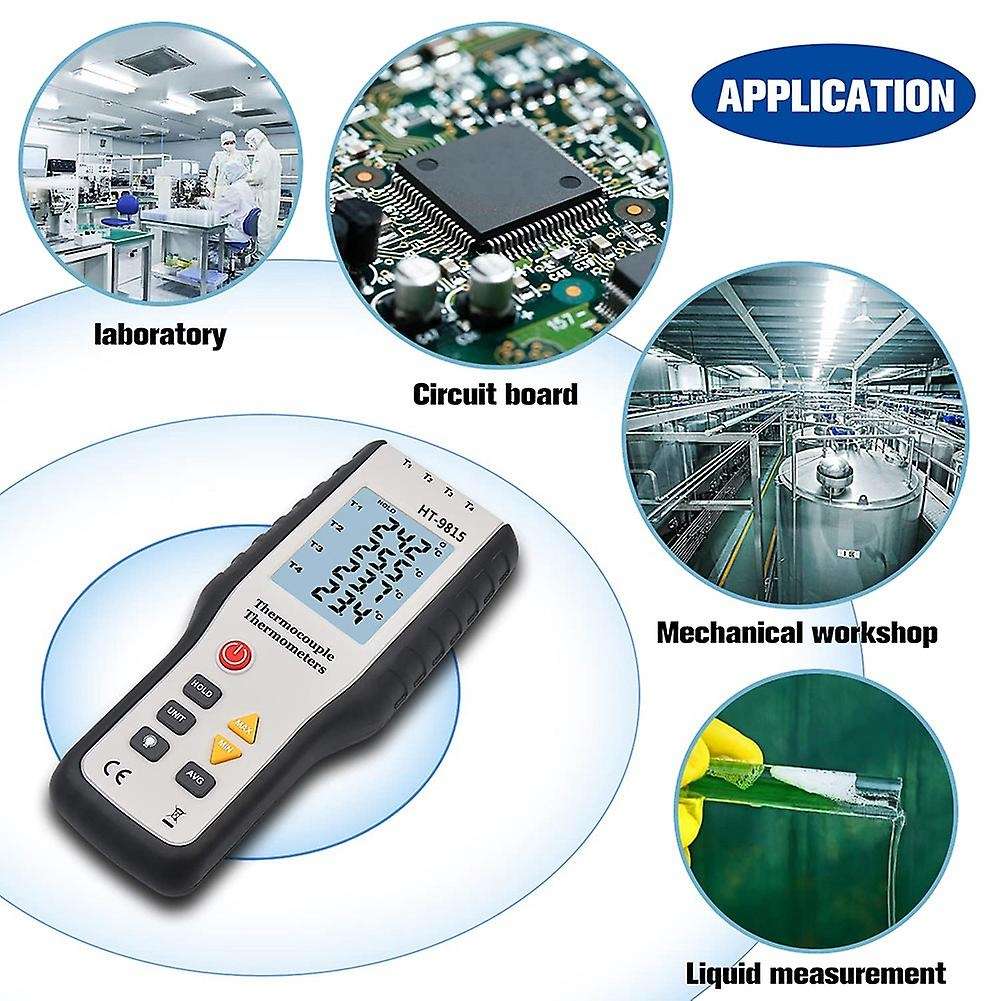 Digital Thermocouple Thermometer Ht-9815 4 Channel Type K with Screen