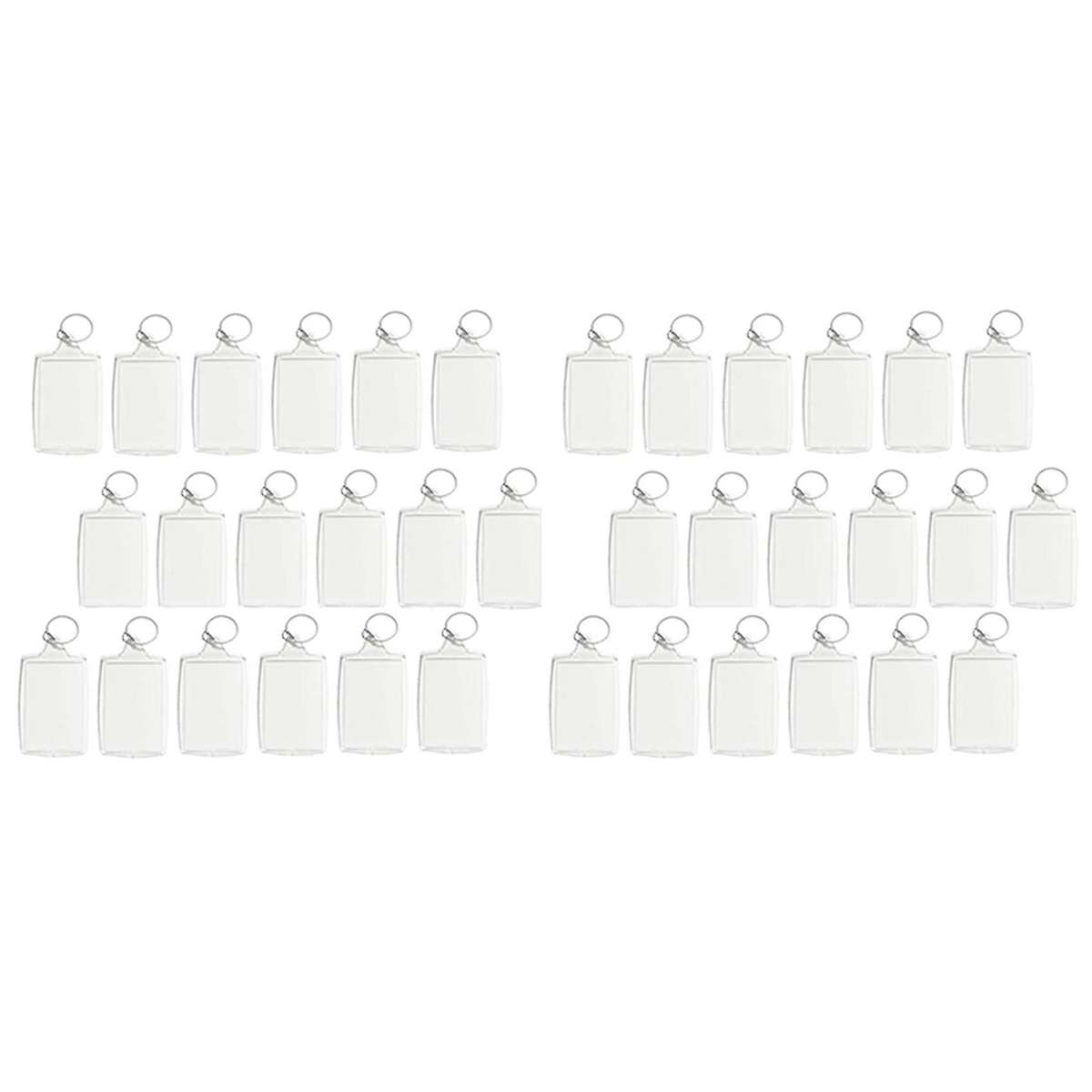 100pcs Photo Keychain Rectangle Insert Picture Frame Diy Split Ring