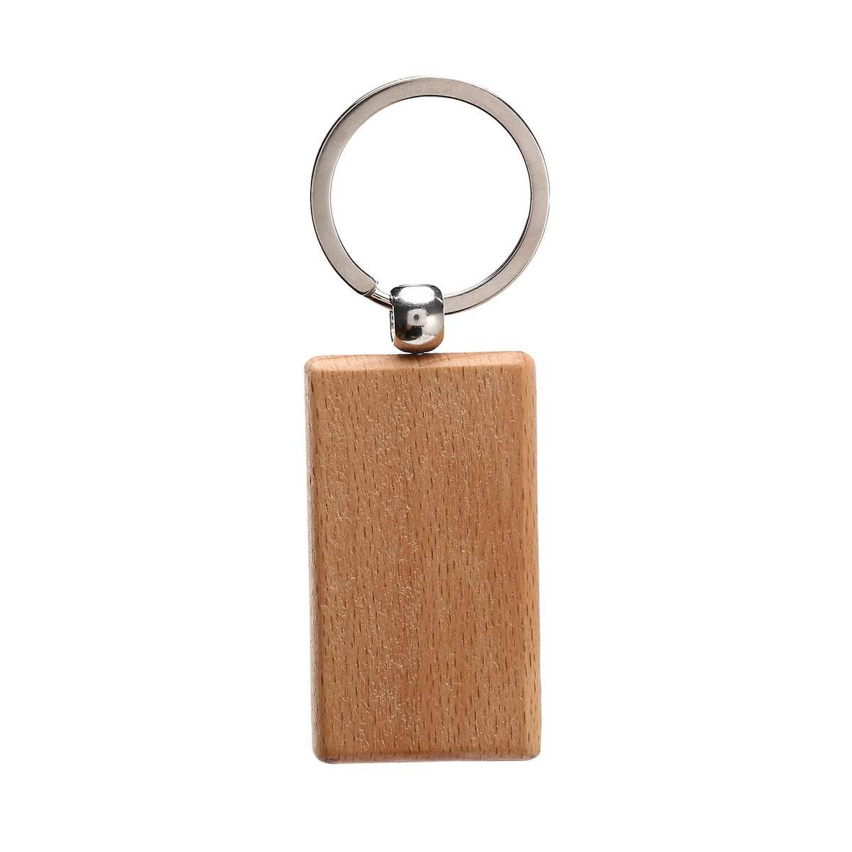 50 Blank Wooden Keychain Rectangular Engraving Key Id Can Be Engraved