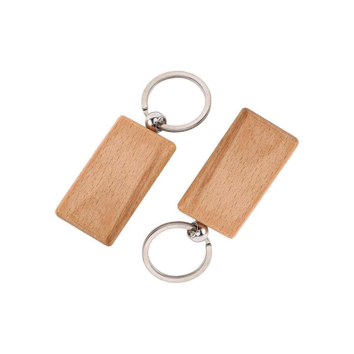50 Blank Wooden Keychain Rectangular Engraving Key Id Can Be Engraved