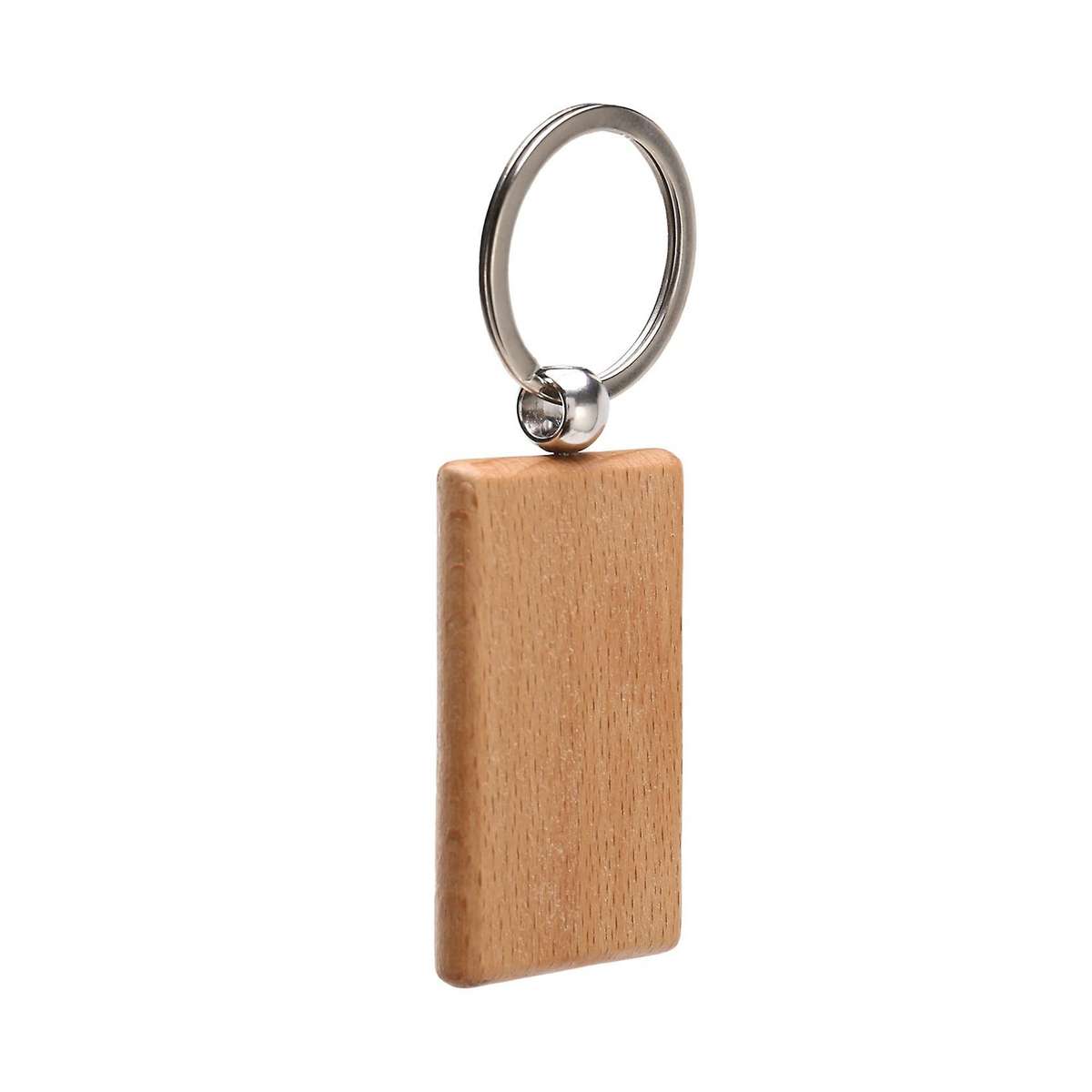 50 Blank Wooden Keychain Rectangular Engraving Key Id Can Be Engraved