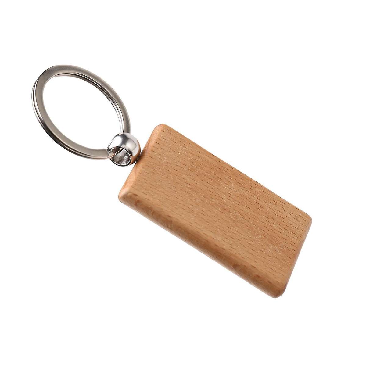 50 Blank Wooden Keychain Rectangular Engraving Key Id Can Be Engraved