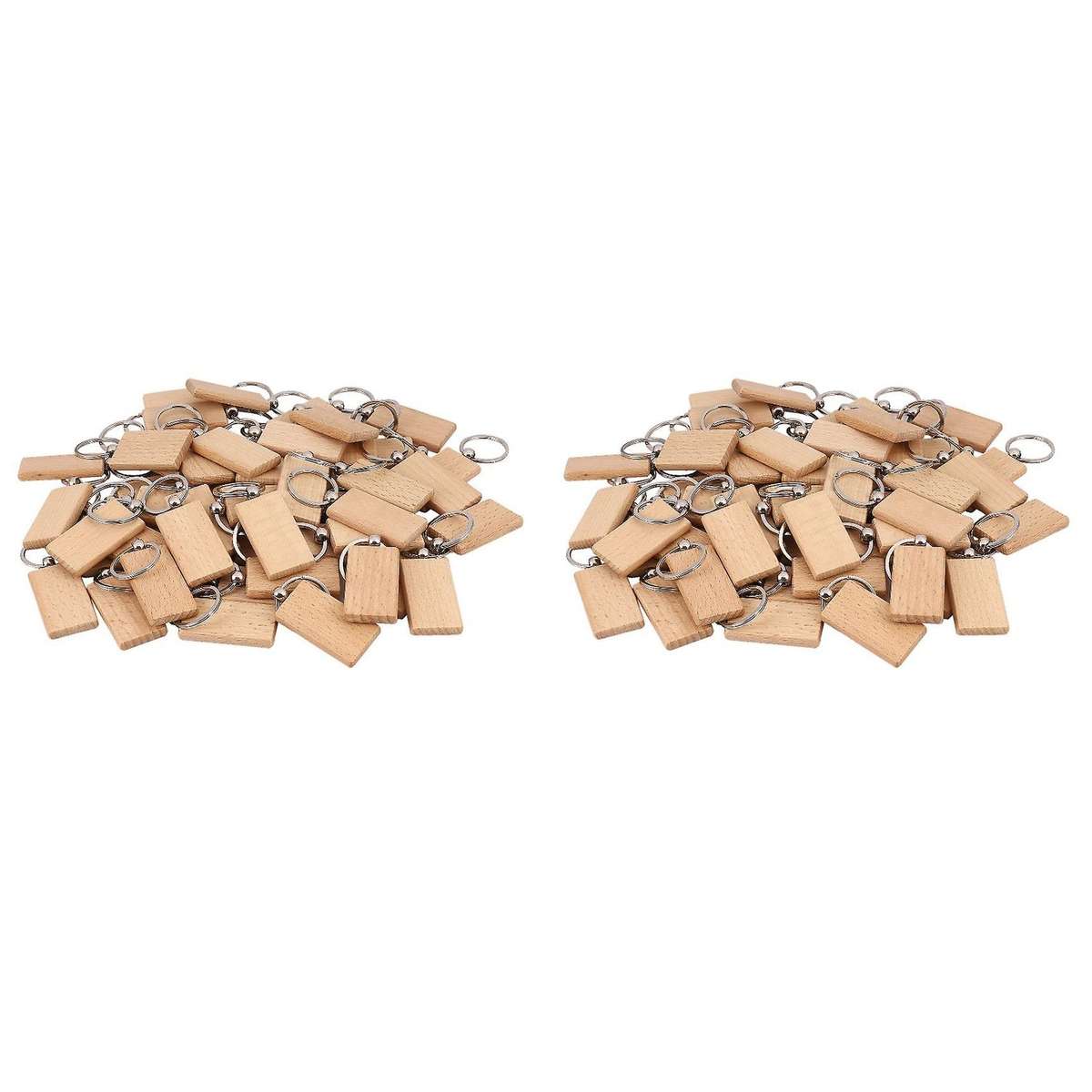 50 Blank Wooden Keychain Rectangular Engraving Key Id Can Be Engraved