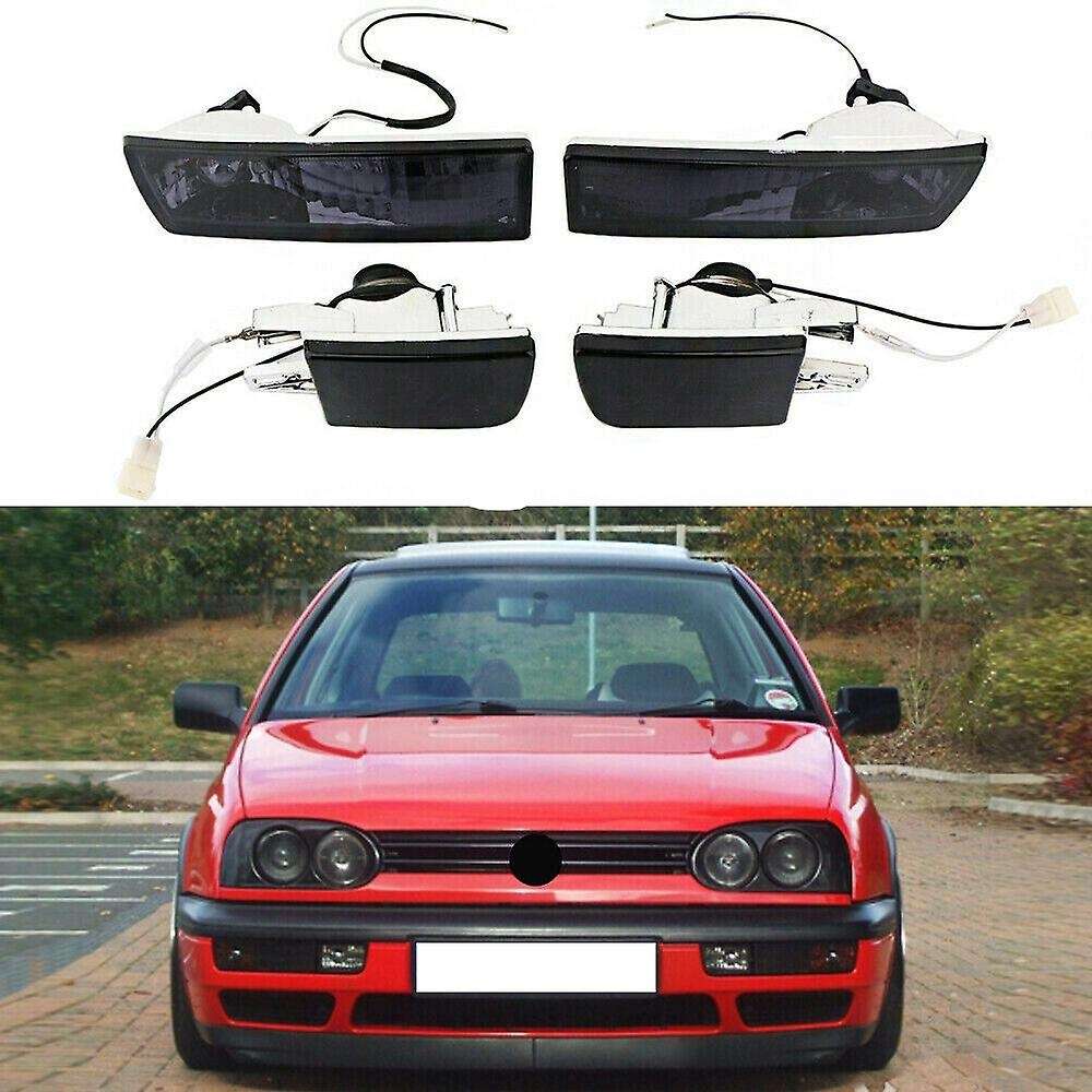 4pcs Car Smoked Fog Light + Turn Signal Lamp for Jetta Mk3 Golf