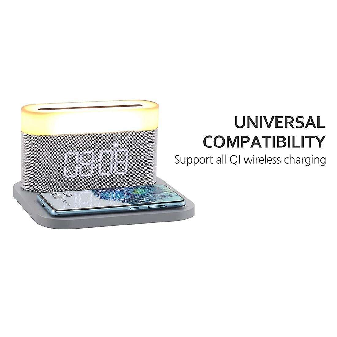 Digital Alarm Clock with Night Light Wireless Charging Reading Light