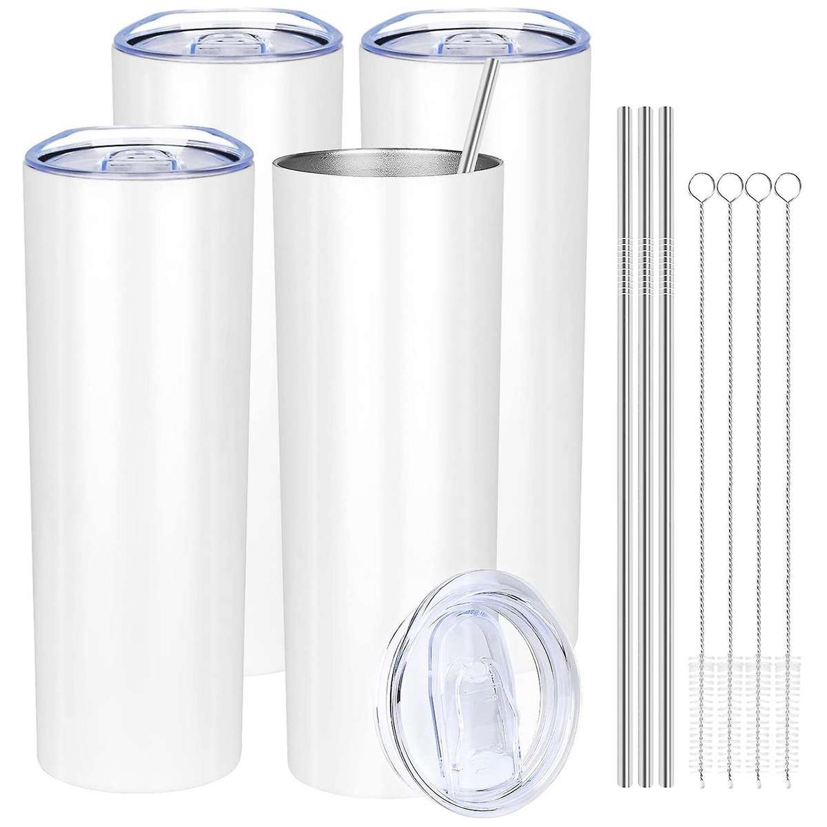 4 Pack Stainless Steel Tumbler 20oz Insulated Tumbler Cups-white