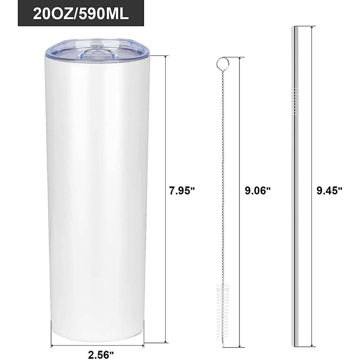 4 Pack Stainless Steel Tumbler 20oz Insulated Tumbler Cups-white