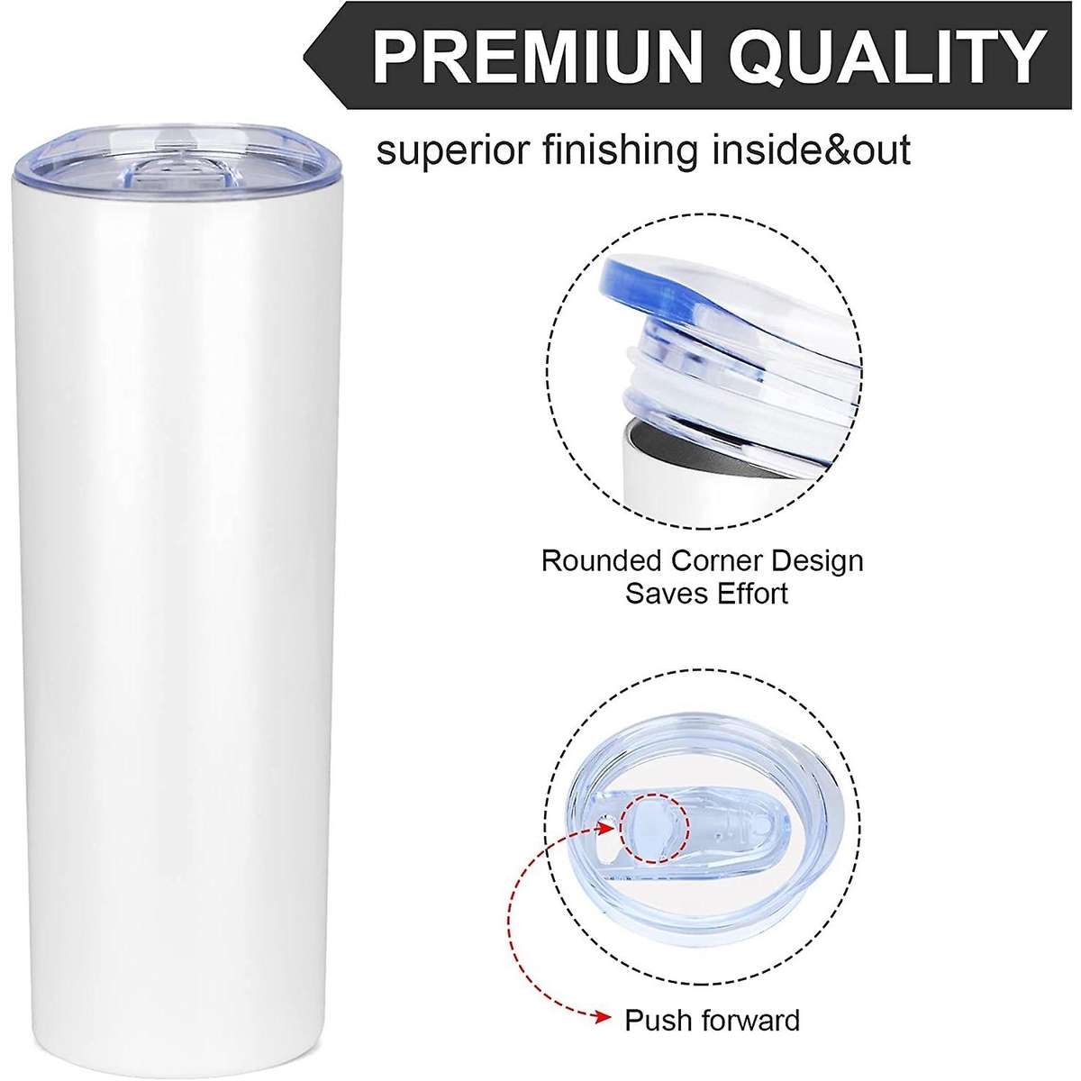 4 Pack Stainless Steel Tumbler 20oz Insulated Tumbler Cups-white