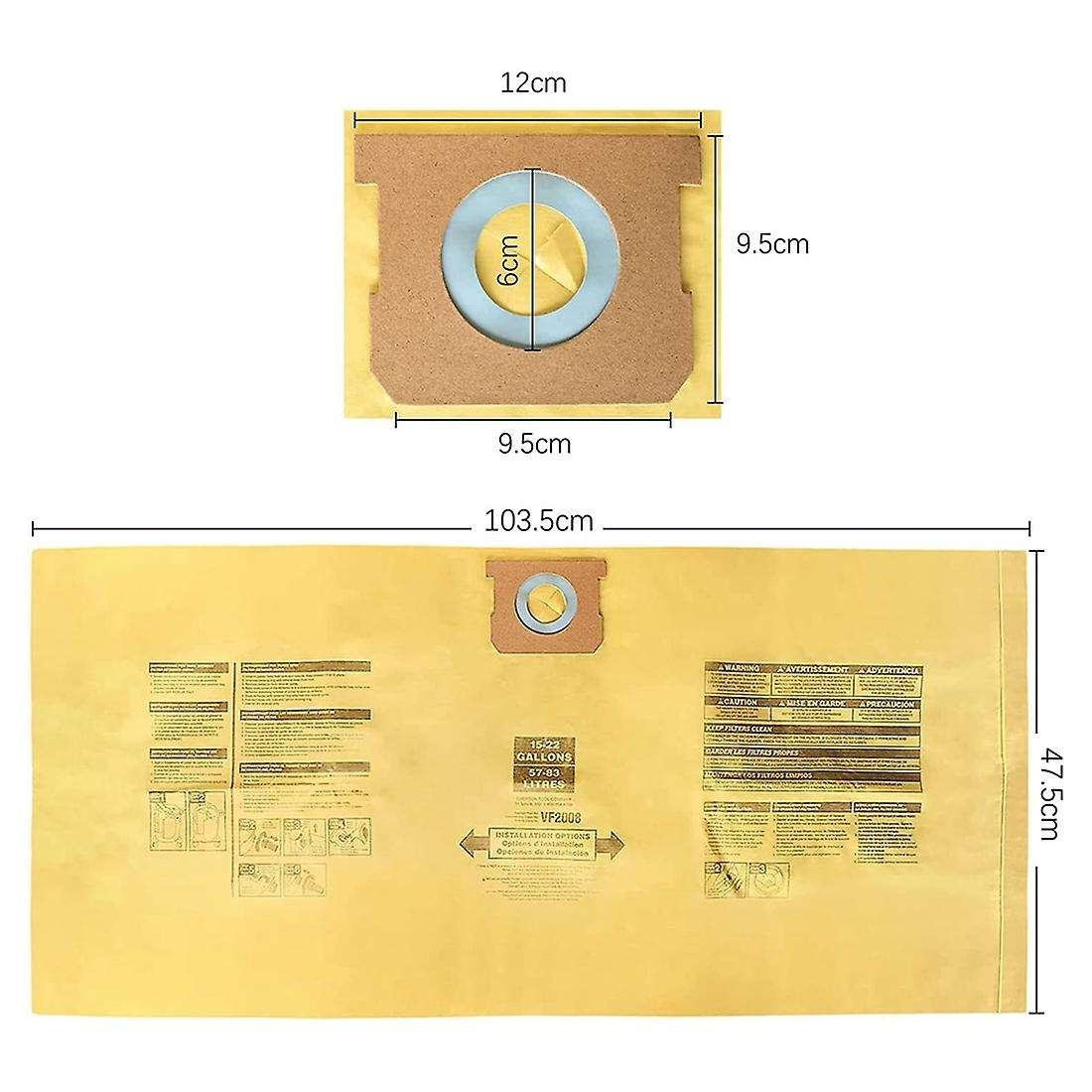 10 Pack Replacement 90673 Type G and J Vacuum Bags for Shop Vac Bags