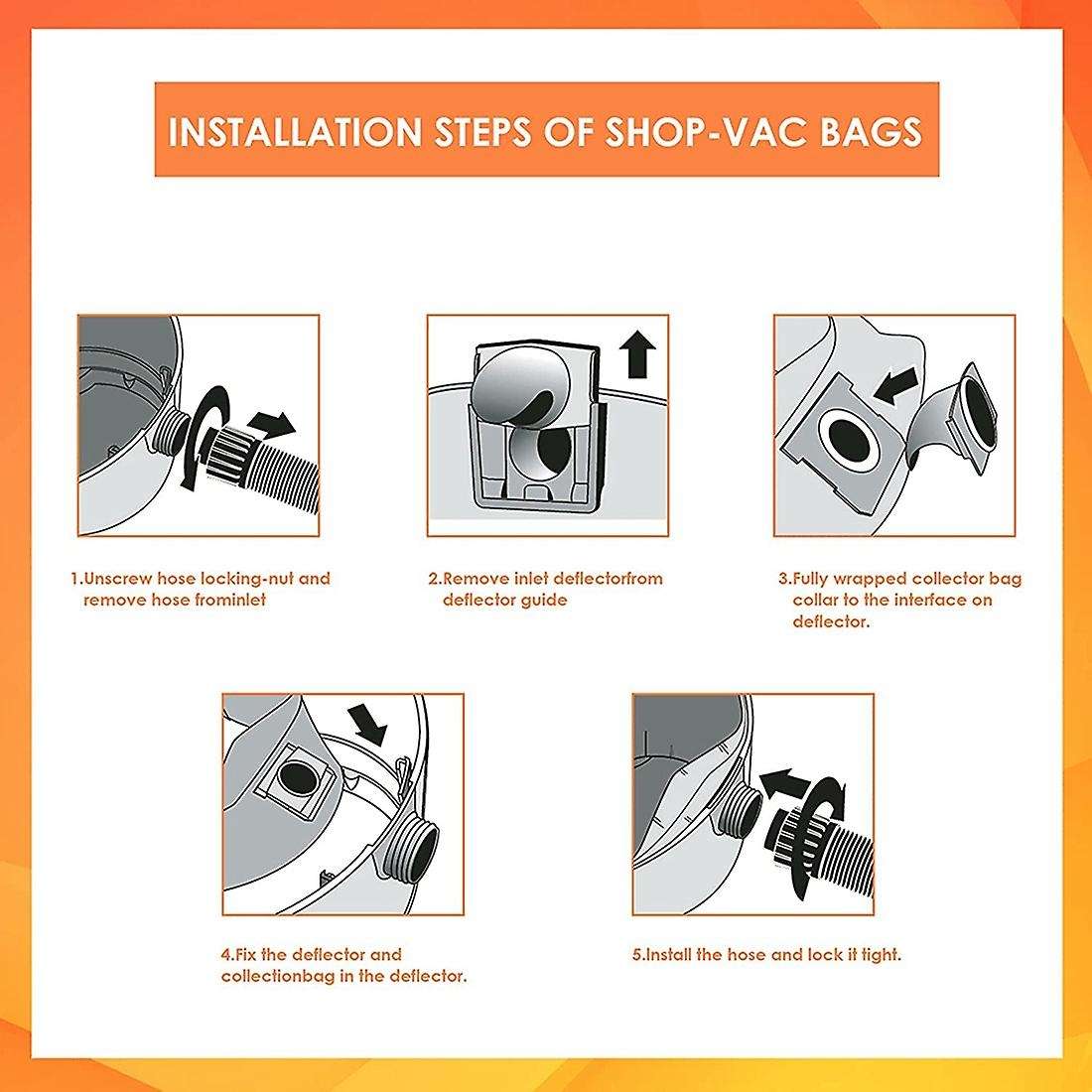 10 Pack Replacement 90673 Type G and J Vacuum Bags for Shop Vac Bags