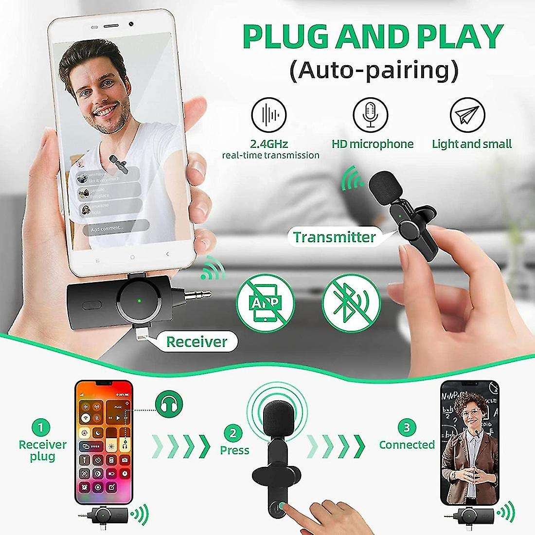 3-in-1 Microphone for Iphone/ipad/android/camera, for Video Recording