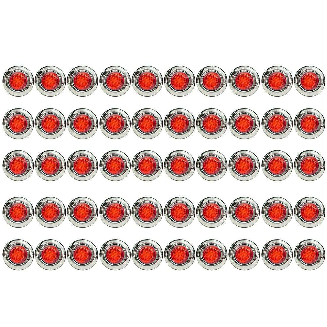 50pcs 3/4 Inch 3 Led Side Marker Lights for Trucks Boat Pckup Red