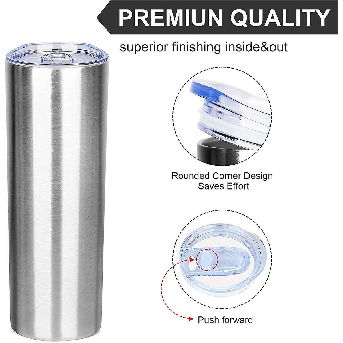 4 Pack Stainless Steel Tumbler 20oz Insulated Tumbler Cups-silver