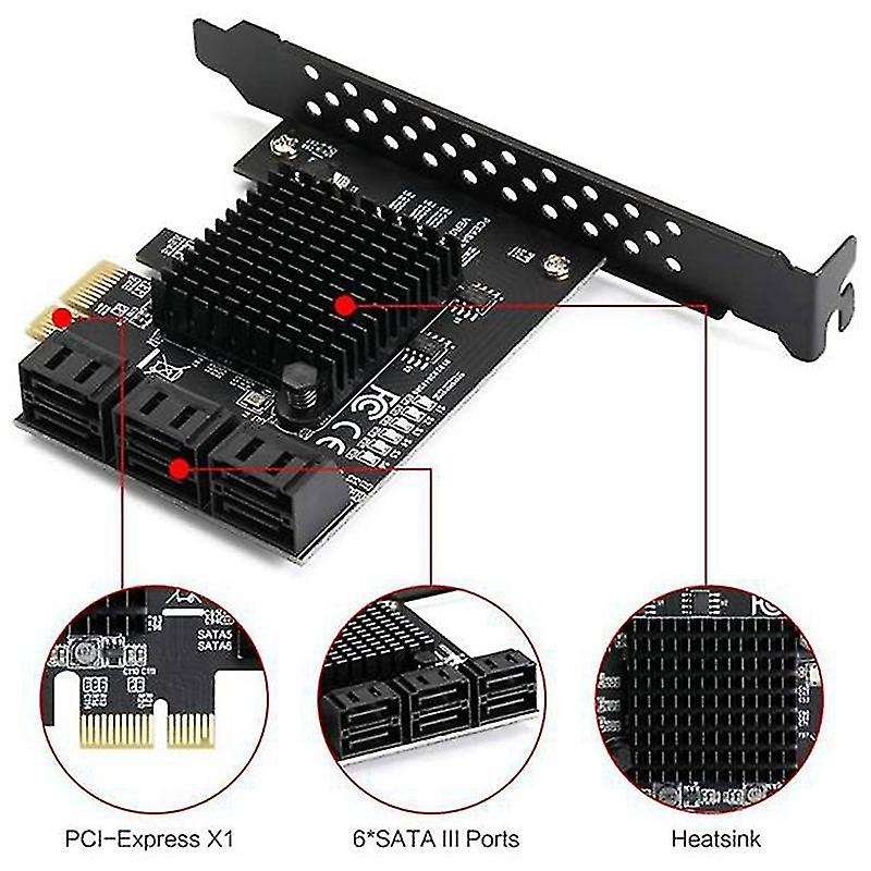 88se9215 Chip 6 Ports Sata 3.0 to Pcie Expansion Card Pci Express