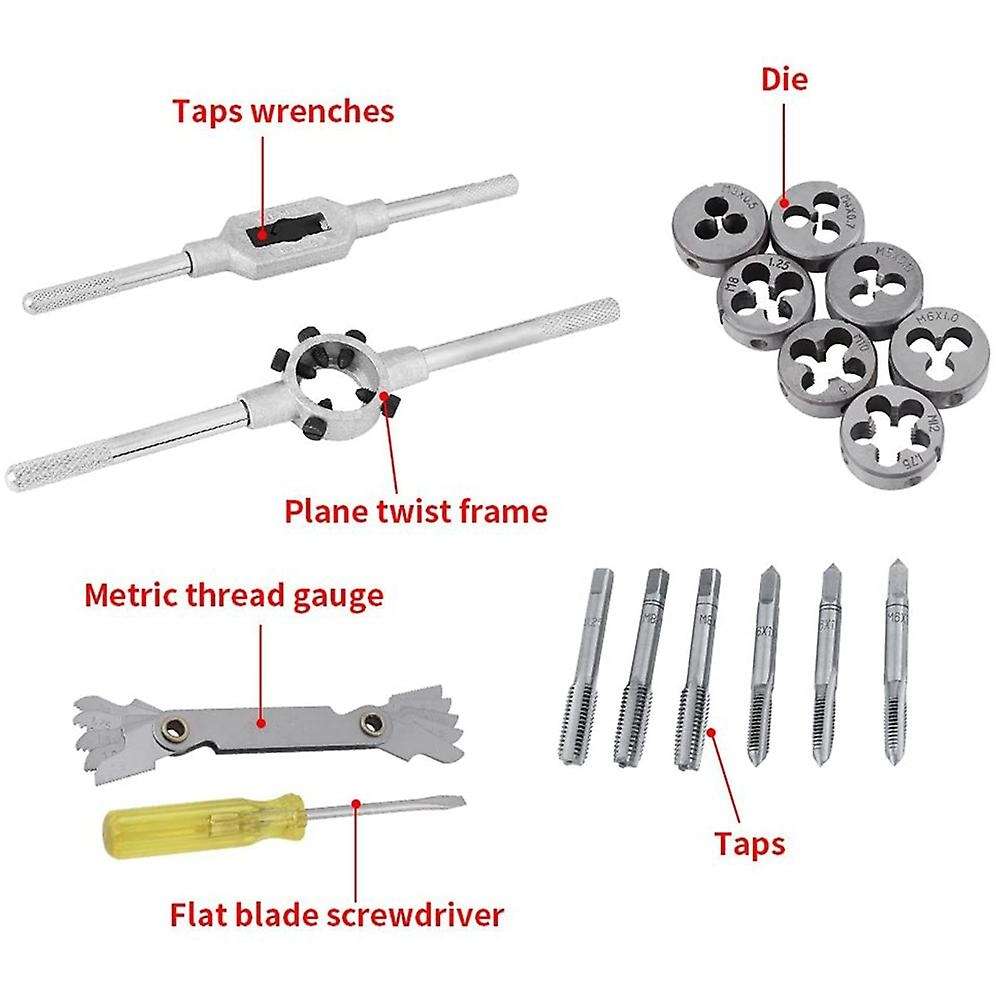 32pc M3-m12 Metric Tap and Die Set Tool Thread Tap Die Wrench Set