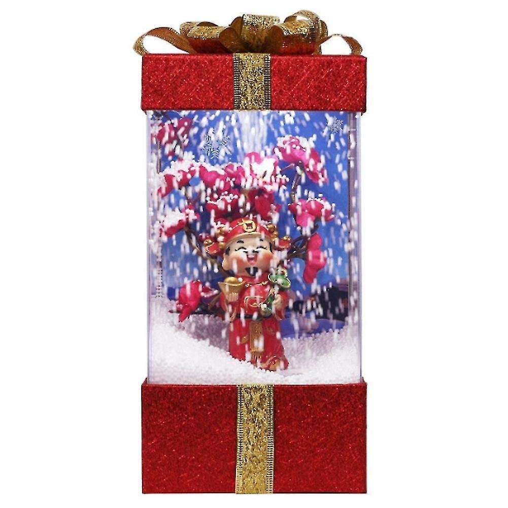 New Year Home Decoration Crafts Snowing Gift Box Gift Light, B