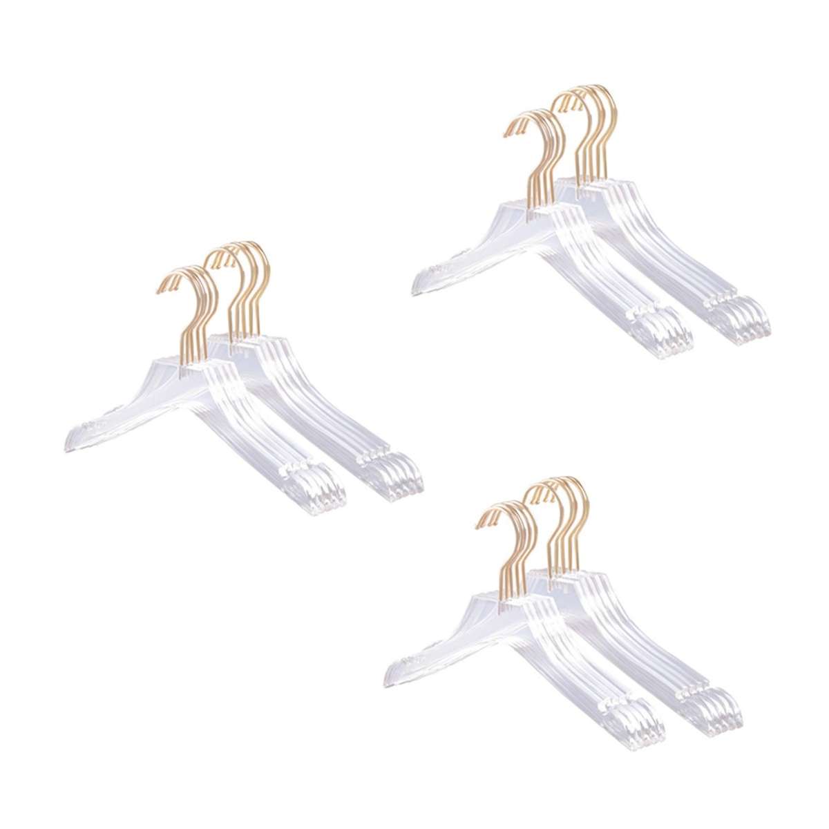 5 Pcs Clear Acrylic Clothes Hanger with Gold Hook,s