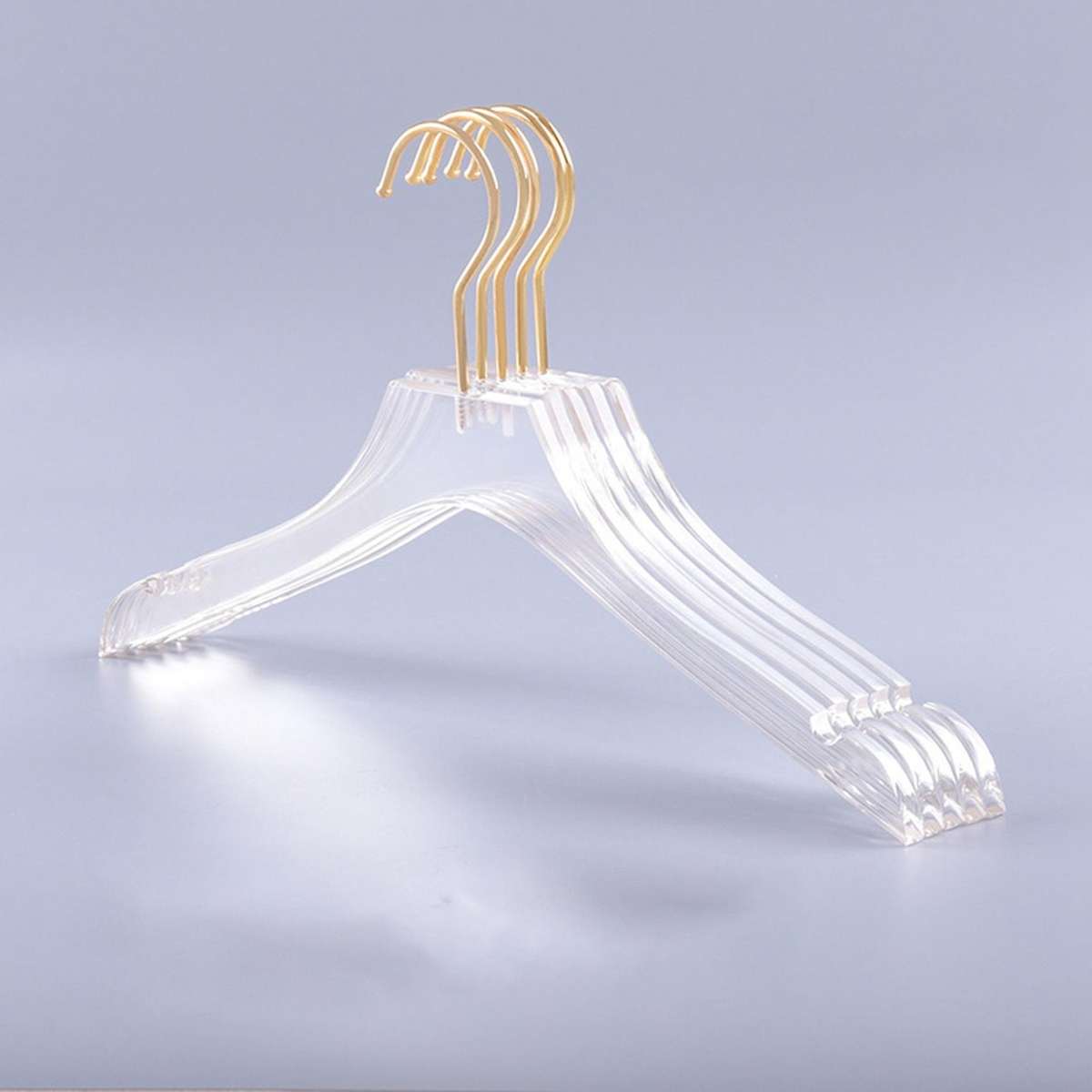 5 Pcs Clear Acrylic Clothes Hanger with Gold Hook,s