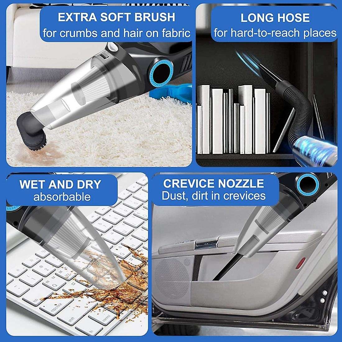 Cordless Handheld 8000pa Powerful Car Vacuum Cleaner for Home Hair
