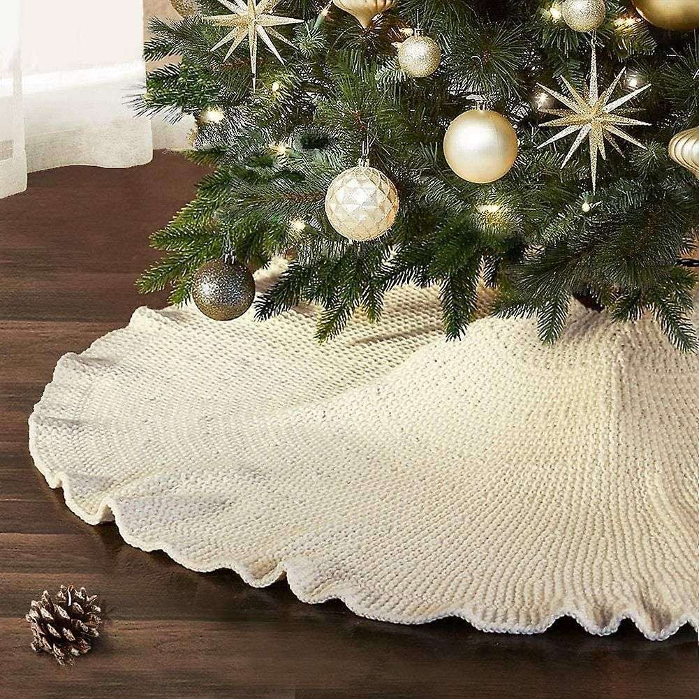 Christmas Tree Skirt,ruffled Tree Skirt 48 Inches Knit Decoration
